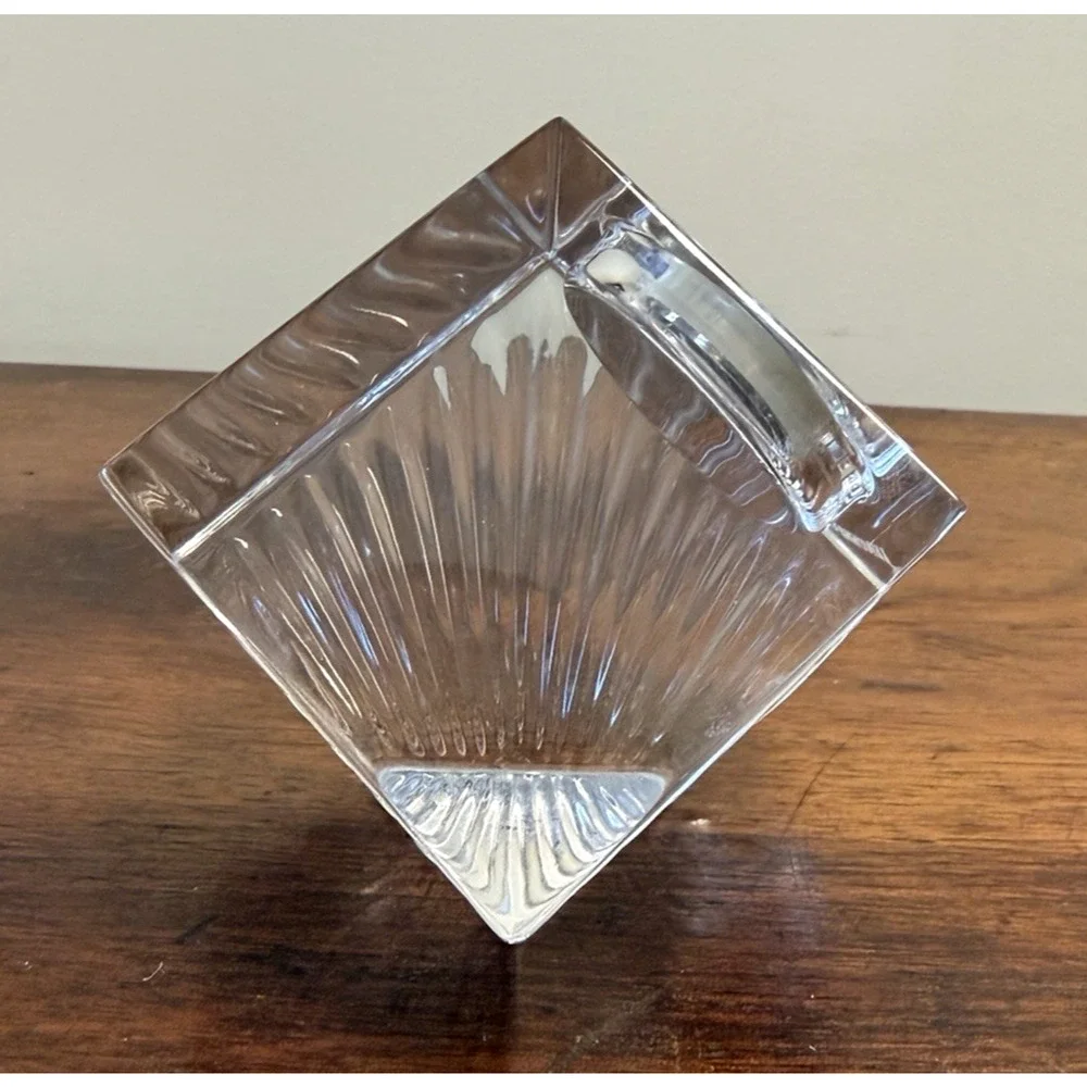 Waterford Crystal Meridian Desk Clock Diamond Cube Fan Cut Quartz Vintage 3.6